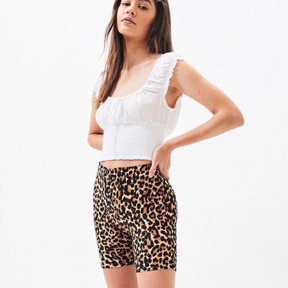 NWOT ANGL Vibe Cheetah Print Bike Shorts Medium - Picture 1 of 9